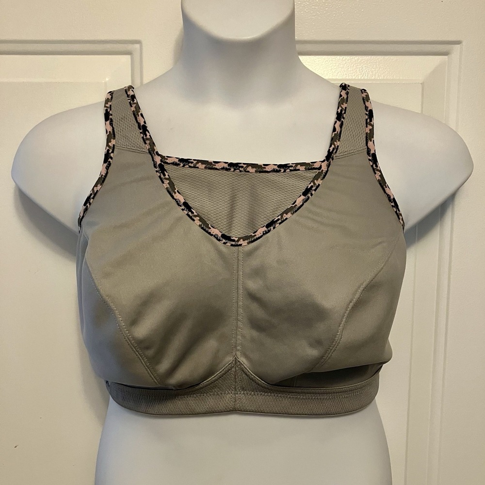 Glamorise No Bounce Sports Bra Gray Pink Camo Size 38G